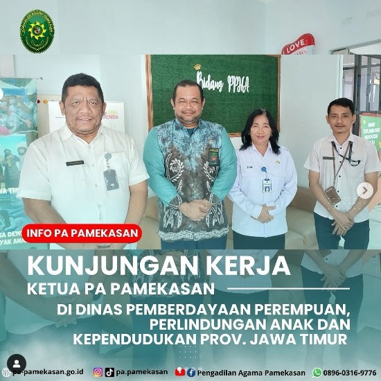 Kunjungan Kerja Ketua PA Pamekasan Di Dinas Pemberdayaan Perempuan  Perlindungan Anak dan Kependudukan Prov. Jawa Timur